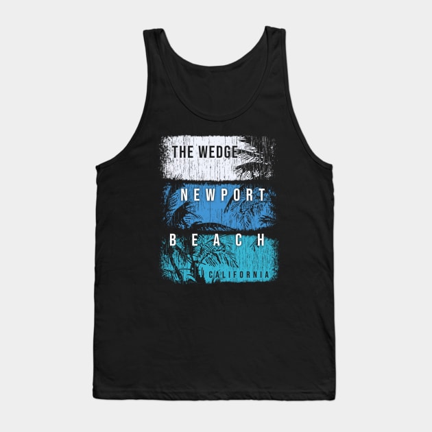 The Wedge Newport Beach California Brush Strokes and Palms Tank Top by PacPrintwear8